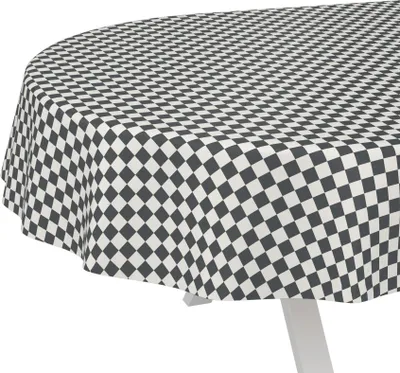 Produktbild von Tischdecke oldscool Karo Grau Oval 160x140cm Schnittkante Wachstuch abwaschbar