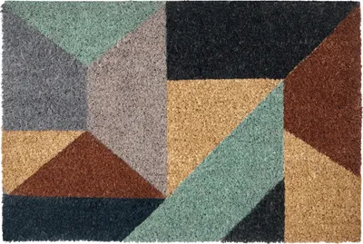 Obrázok produktu pre BELIANI Viacfarebná rohož, kokosové vlákno, protiskluzová podložka, 40 x 60 cm, geometrický vzor