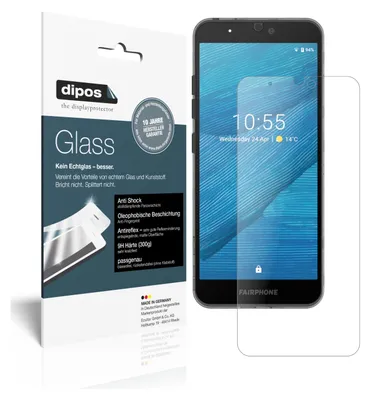 A product package for a screen protector is shown next to a smartphone displaying a screen protector applied to it.