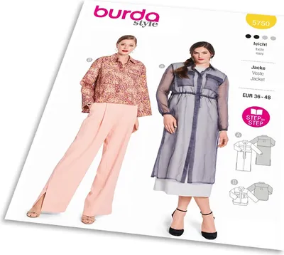 Obrázek produktu pro Střih Burda 5750 - Kabátek, svrchní košilové šaty, svrchní košile