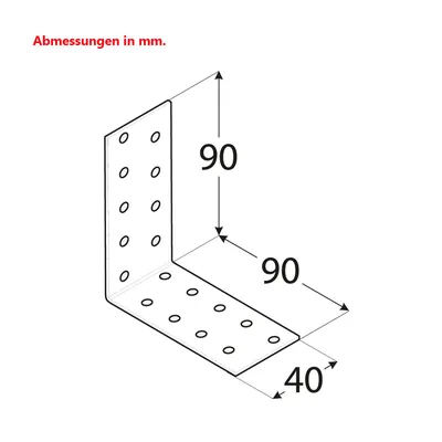 Produktbild von Montagewinkel. KM 16, 90x90x40x2 - Packung mit 1 Stück