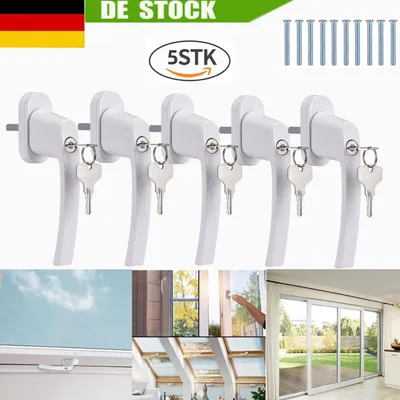 Produktbild von 5er Fenstergriff abschließbar Sicherheitsfenstergriff Kindersicherung weiß Set
