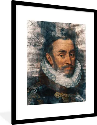 Produktbild von MuchoWow® Gerahmtes Poster Wilhelm von Oranien - Adriaen Thomasz - Collage 60x80 cm - Poster mit Schwarzem Bilderrahmen Wandposter Rahmen Foto Bilder - Wohnzimmer - Dekorationen - Prämie