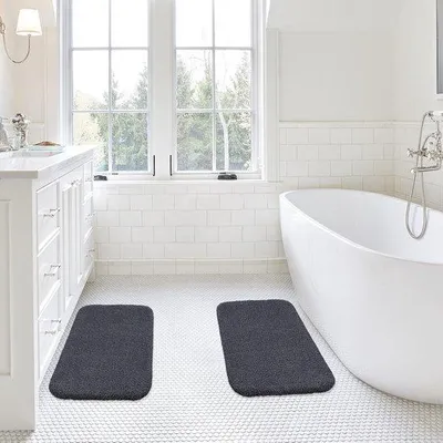 Productafbeelding van Famanu Antislip badmat - Set van 2, 40 x 60 cm, zwart