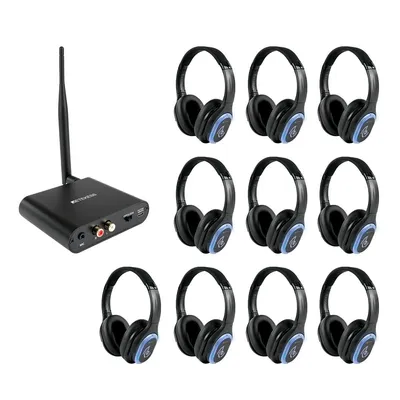 Produktbild von Retekess TA004 Silent Disco Starter Kit, Kabellose Kopfhörer für Fernseher, 3 Kanäle, 200 m Reichweite, Silent-Disco-Kopfhörerset für Partys