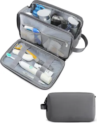 Produktbild von ALSTER HERZ® Kulturtasche, Großer Stauraum, Doppelter Reißverschluss, wasserabweisend A0569 Grau