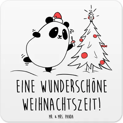 Produktbild von Mr. & Mrs. Panda Untersetzer für Gläser Panda Weihnachtszeit 15er Set - Weiß - Geschenk, Tassenuntersetzer, Coaster, Glas-Untersetzer, Tassen