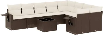 Produktbild von 10-tlg. Garten-Sofagarnitur mit Kissen Braun Poly Rattan