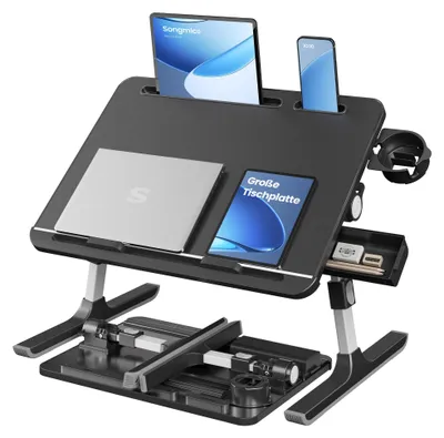 Produktbild von SONGMICS Laptoptisch, 56 x 40 cm große Tischplatte, höhenverstellbar – Tintenschwarz