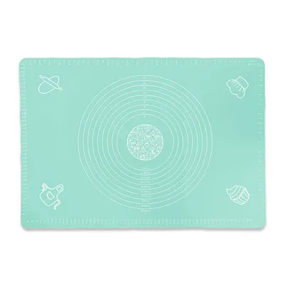 Produktbild von XXL 65x45cm rutschfeste Silikon Backunterlage Backmatte Teigmatte Rollmatte Silikonmatte Dauerbackmatte Türkis