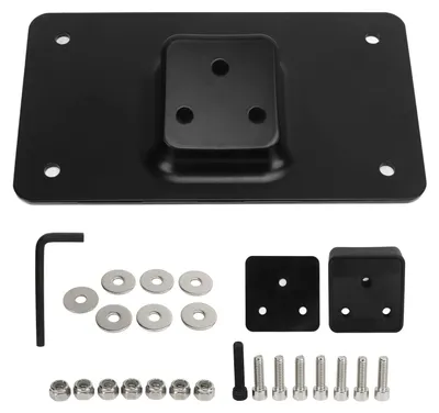Image de Support de plaque d'immatriculation à 3 trous - Fixation en acier/caoutchouc - Remplacement pour modèles Big Twins de 1973 et suivants - Dimensions : 10 x 11 cm - Longue durée de vie - Performance stable - Support de plaque d'immatriculation