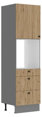 Produktbild von Küche AVA Artisan Hochschrank 60 cm Lamellenoptik Küchenzeile Einbauküche