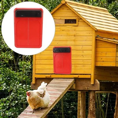 Productafbeelding van Famanu Automatische Kippendeur - Kippenluik met lichtsensor - Rood