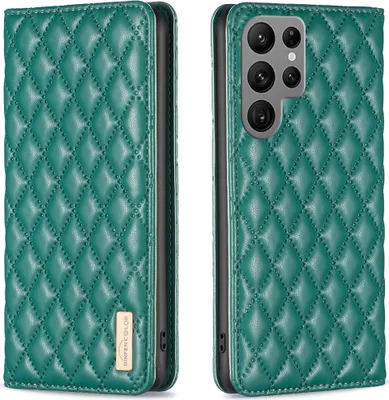 Produktbild von Galaxy S23 Ultra Hülle, Elegant Bookstyle Flip Leder Kartenfächer Schutzhülle mit Ständer für Samsung Galaxy S23 Ultra Grün