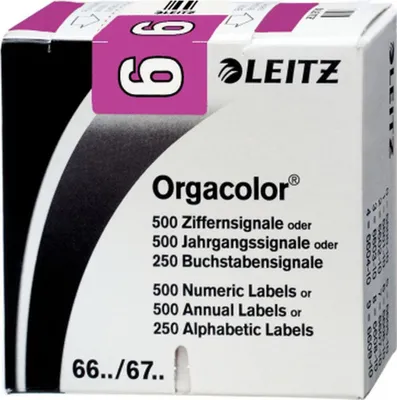 Imagen del producto de LEITZ 6606-10-00. Señal numérica Orgacolor "6" en rollo, color violeta