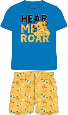 Produktbild von Kurzer König der Löwen Pyjama „Hear Me Roar“ | 100% Baumwolle | blau-gelb,128