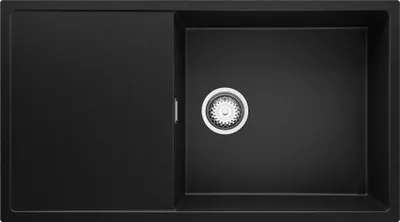 Produktbild von PRIMAGRAN Spülbecken Schwarz 90x50cm, Granitspüle 1 Becken + Ablauf-Set, Küchenspüle ab 60er Unterschrank - Ibiza