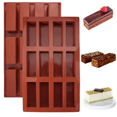 Silikon-Riegelform 12 Mulden 29,5×17,2 cm 2er-Set