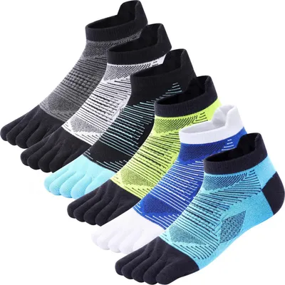 Produktbild von Herren Zehensocken 6 Paar Mehrfarbig Größe 42-46 Schweißableitend Atmungsaktiv