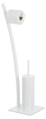 Produktbild von Relaxdays WC-Garnitur weiß, Toilettenpapierhalter, WC-Bürste, WC-Bürstenhalter, hygienisch, HxBxT: 78x29x20 cm, white
