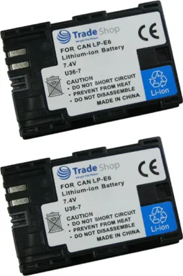 Produktbild von 2x Hochleistungs Li-Ion Akku 2000mAh ersetzt LP-E6 für Canon EOS 5D 5DS 6D 7D 60D 60Da 70D, 5D MARK II / MARK III, 7D Mark II Kameras