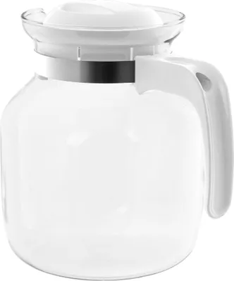 Produktbild von Hitzebeständiger Glaskrug - Teekanne - 1,5 l - Deckel für Tee - Lebensmittelecht (FCM) - Weiß