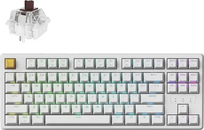 Obrázok produktu pre Keychron J4 QMK Kabellose Mechanische Tastatur Gaming 80% TKL QWERTY US, RGB LED Hot-Swap, Tactile Brown Switch, Weiß