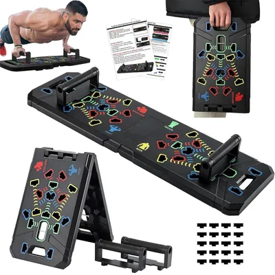 Productafbeelding van 30-in-1 opvouwbare push-up-fitness-trainingsstandaard met handgrepen