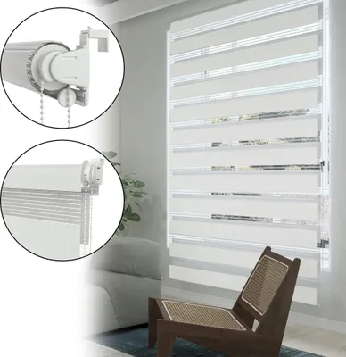 Obrázok produktu pre Dvojitá roleta XMTECH Klemmfix bez vŕtania | 60 × 220 cm, biela | Priesvitná a zatemňujúca | Nastaviteľná | Bočná roleta zebra na okná a dvere | Ochrana pred slnkom a dekorácia