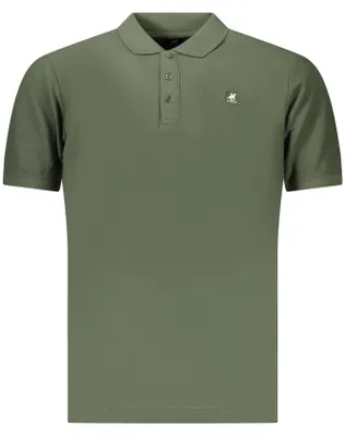 Zdjęcie produktu dla Zielona męska koszulka polo z krótkim rękawem, guzikami i naszywką z logo