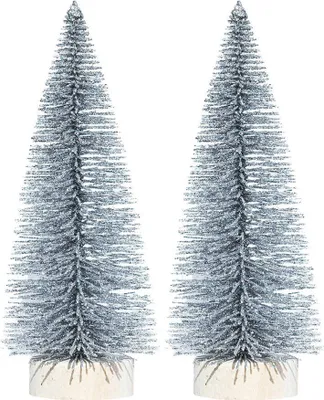 Produktbild von Silberne Glitzer-Weihnachtsbäume 8 cm - 2 Stück