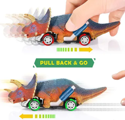 Produktbild von 6 teile/satz Kinder Simulation Dinosaurier Spielzeug Ziehen Auto Tyrannosaurus Modell Racing Fahrzeuge Kinder Weihnachten Geschenk