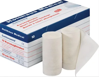 Produktbild von Holthaus Baumwolleamid® Kurzzug-Binde 10 cm x 5 m- 10 Binden | Packung (10 Stück)