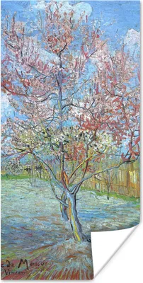 Produktbild von MuchoWow® Poster Der rosa Pfirsichbaum - Vincent van Gogh 60x120 cm - Wandschmuck