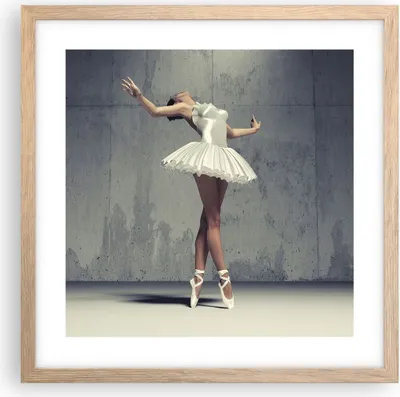 Produktbild von Gerahmtes Poster - Rahmen in heller Eiche - Ballerina Weiß Wand - 40x40 cm - Wand Bild - Wanddeko - Wandbilder - Wandposter - Bilderrahmen - Bilder - Kunstdruck - Wandbild - P2NAC40x40-4344