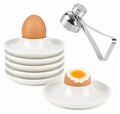 Obrázok produktu pre Sada 6 porcelánových vajíčkových misiek, biela keramika