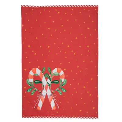 Obrázok produktu pre Uterák Clayre & Eef 50x70 cm Červený bavlnený obdĺžnik Candy Cane Christmas