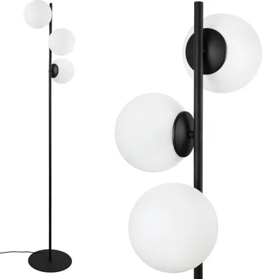 Produktbild von Stehlampe Siena schwarz 3-flammig mit weißen Lampenschirmen