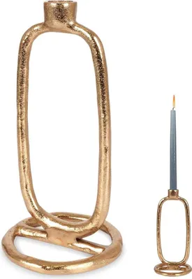 Immagine prodotto di Portacandele in metallo dorato per una candela lunga, tavolo decorativo, 24 cm