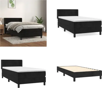 Immagine prodotto di vidaXL Letto a molle con materasso nero 90x200 cm in velluto - Letto a molle - Boxspringbetten - Bett - Schlafzimmermöbel