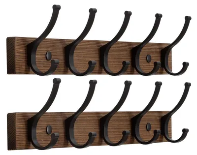 Immagine prodotto di Gancio appendiabiti in legno, 5 ganci, colore marrone, 42 cm, set da 2