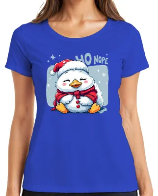 Produktbild von HO NOPE niedlicher Weihnachts Pinguin Cartoon Kawaii süß lustig Damen T-Shirt, Blau, 3XL