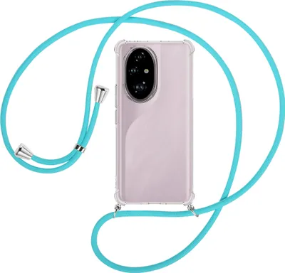 Produktbild von Handykette Backcover-Schutzhülle mit Band (Metall silberfarben) für Honor 200 Pro - türkis