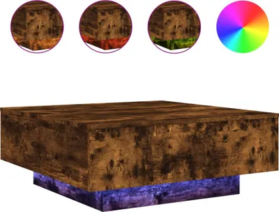 Obrázok produktu pre vidaXL Konferenčný stolík s LED osvetlením, údený dub 80x80x31 cm