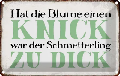 Produktbild von vianmo Blechschild 12x18 cm Blume Knick Schmetterling dick Spruch Zitat