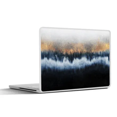 Produktbild von MuchoWow® Laptop Aufkleber Sticker Cover Abstrakt - Gold - Luxus - Blau 25x18 cm - Laptop-Deko