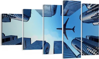 Produktbild von Bild auf Leinwand - Leinwandbild - Himmel Stadt Agglomeration Wolkenkratzer - 100x60cm - Wand Bild - Wanddeko - Leinwanddruck - Bilder - Kunstdruck - Leinwand bilder - Wandkunst - EG100x60-2556