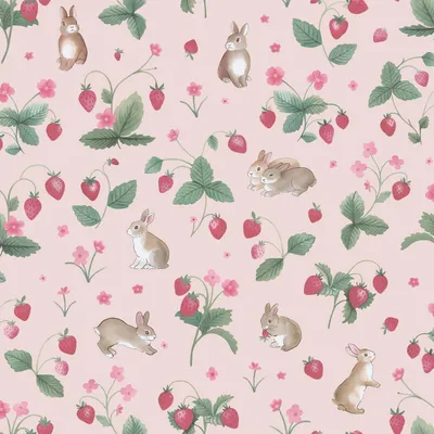 Obrázok produktu pre Holden Décor - textúrovaná tapeta "Bunnies & Berries" AG3808 (10 m x 52 cm) (ružová)