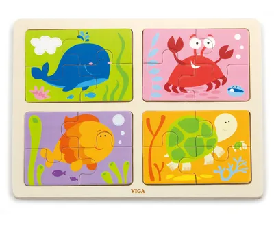 Obrázok produktu pre VIGA drevené puzzle morské zvieratá 4v1