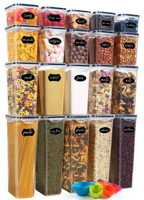 Image de Ensemble de 20 contenants hermétiques pour la conservation des aliments, comprenant des étiquettes et des cuillères